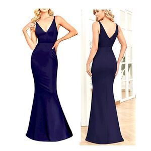BUPT Womens V Neck Dress Sleeveless Elegant Formal Cocktail Long Maxi Dresses